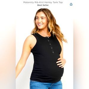 Old Navy Maternity Rib Knit Henley tank with shirred sides
